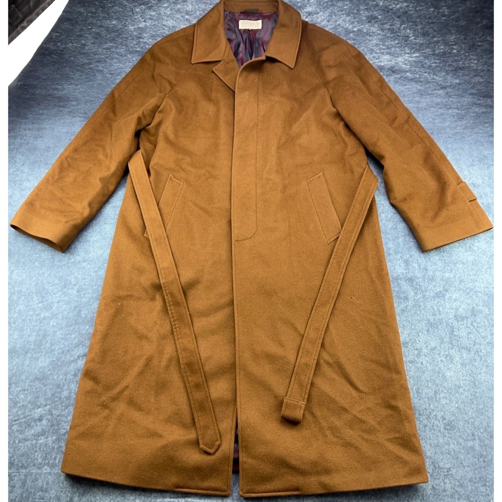 Ramee Platinum Mens Cashmere Blend Belted Overcoat Brown Trench Coat Size 44